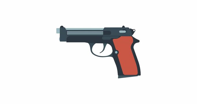 Pistol gun vector revolver handgun illustration weapon. Western firearm icon isolated military