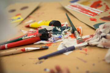 Closeup of painting tools