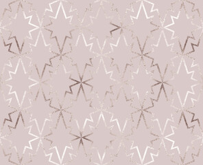 Geometric silver glitter star tile seamless pattern.