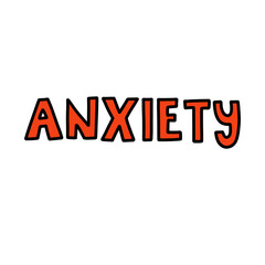 anxiety doodle icon, vector color word illustration