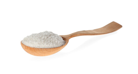 Fototapeta na wymiar Wooden spoon with salt isolated on white