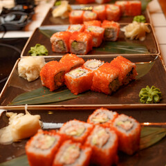 Japanese cuisine rolls on a plate