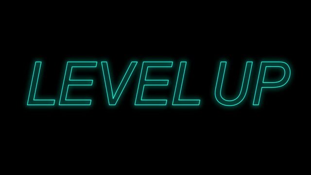 Level up text neon animation,Cyber monday sale concept animation.