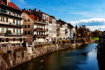 old city Ljubljana on the autumn