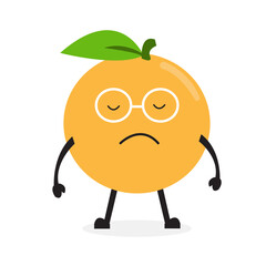 Orange Lemonade Fruit Character Sad Illustration Vector.