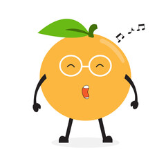 Orange Lemonade Fruit Character Sing Illustration Vector.