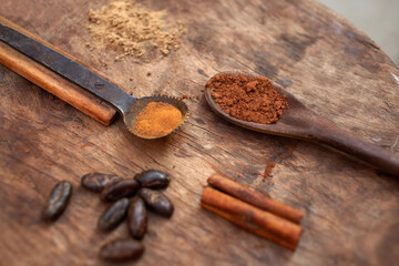 Chocolate with roasted cacao beans and spices