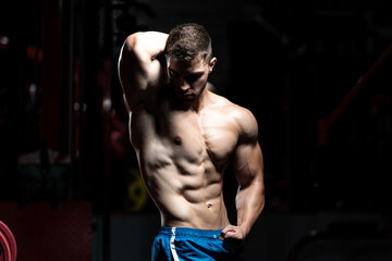 Fototapeta na wymiar Young Man Showing Abdominal Muscle