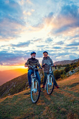 Fototapeta premium Active Senior Couple Riding Bikes In Park