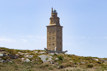 Fototapeta na wymiar Hercules tower (lighthouse), La Coruna, Galicia, Spain