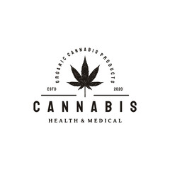 Vintage retro hipster cannabis logo design