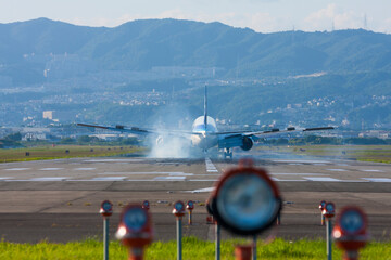 着陸する旅客機