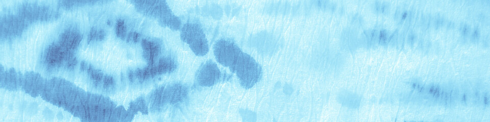 Blue Sky Ogee Pattern. Tie-Dye Background. Water 