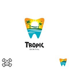 Fototapeta premium Tropic Tooth Dental cartoon vector set illustration