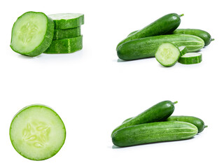 collection mix set cucumber isolated on white background