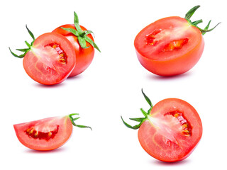 collection mix set red tomato isolated on white background