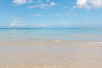 Fototapeta na wymiar Wave of the sea on the sand beach, summer sand beach