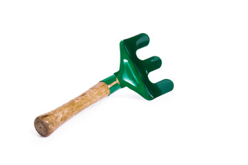 green fork garden tools isolated on white background