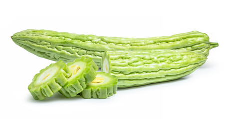 Bitter melon gourd vegetable isolated on white background