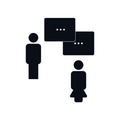 Two people chatting, speaking, conversation icon on white background illustration EPS Vector