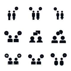 Fototapeta na wymiar Set of business people related Vector, thin line icons. Contains meeting icons, communications. White background EPS Vector