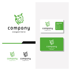 head people leaf logo design and business card vector
