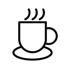 Coffee cup , mug with a bean outline and thin line icon isolated on white background EPS Vector