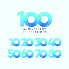 set 100th anniversary vector template. Design for celebration, greeting cards or print.