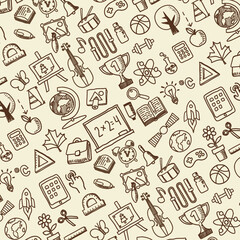 School theme seamless pattern, fashion fabric textures, vector illustration. Design for web and mobile app.