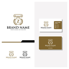letter Z law logo design and business card vector