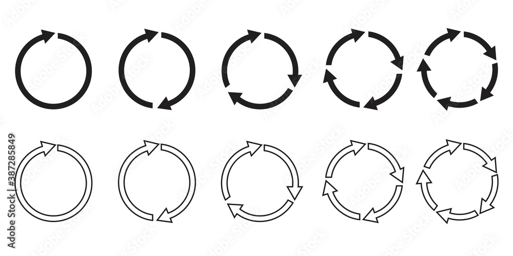 Poster vector set of circular arrows. round reload symbol. rotation infographics. stock image. eps 10.