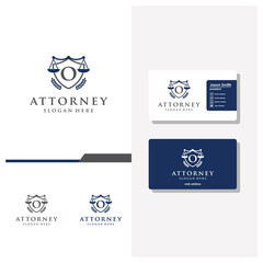 letter O law logo design and business card vector