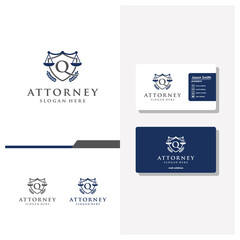 letter Q law logo design and business card vector