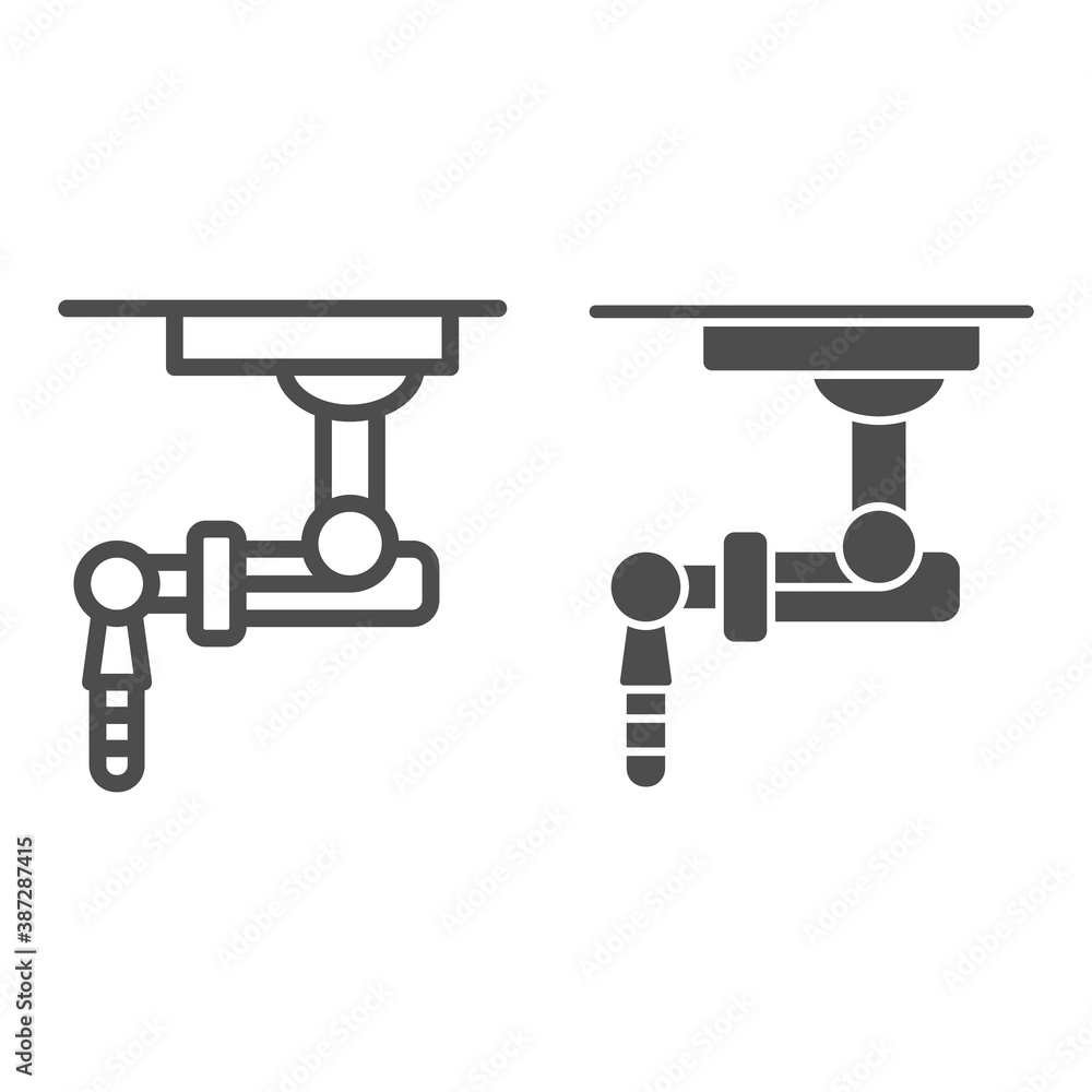 Poster robotic machine line and solid icon, robotization concept, robot sign on white background, robotic h