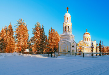 Fototapeta na wymiar Church of the icon of Our Lady of Kazan in the village of Urdoma.Arkhangelsk Oblast.Russia