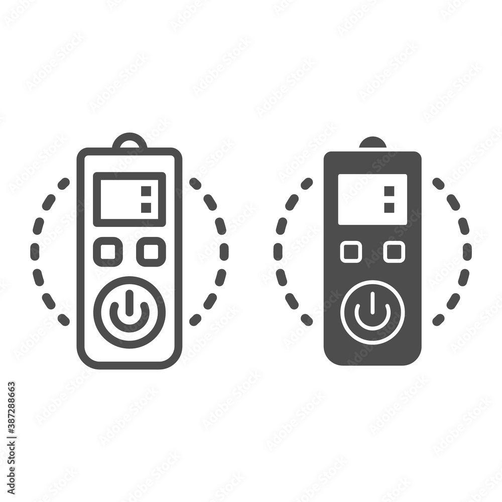 Poster remote control line and solid icon, robotization concept, control panel sign on white background, el