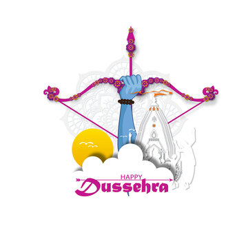 innovative vector illustration of Happy Dussehra festival of India.