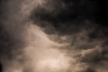 Thick cloud with orange color shade of sun cover sky