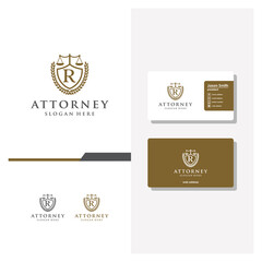 letter R Law logo design and business card