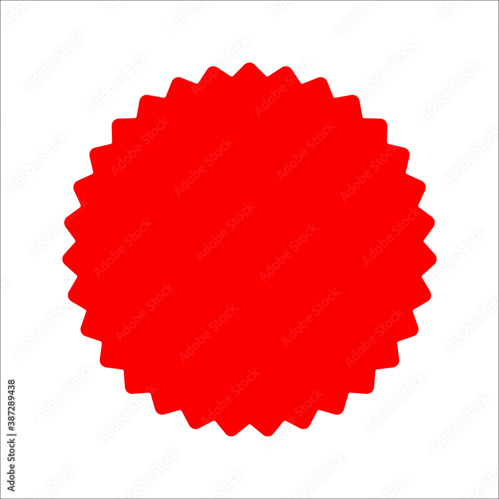 Poster scalloped circles vector. red stamps vector icon isolated on blank background