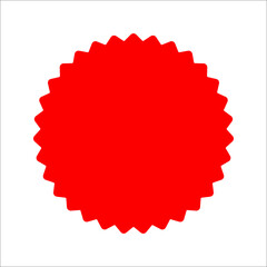 scalloped circles vector. Red Stamps vector icon isolated on blank background