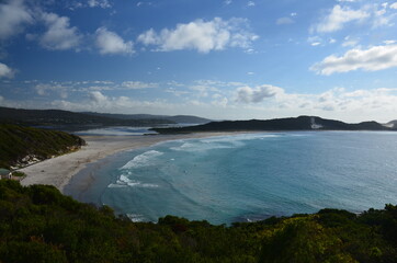 View of Ocean Beach and coastline Denmark Western Australia from lookout