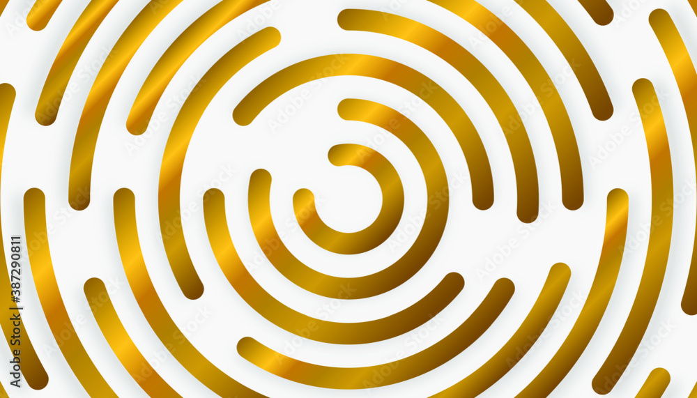 Poster abstract 3d geometric circular background. minimal gold background with 3d circular pattern design. 