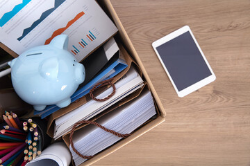 Packed personal belongings and iPad