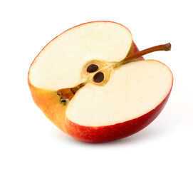 Apple rip in half on a white background