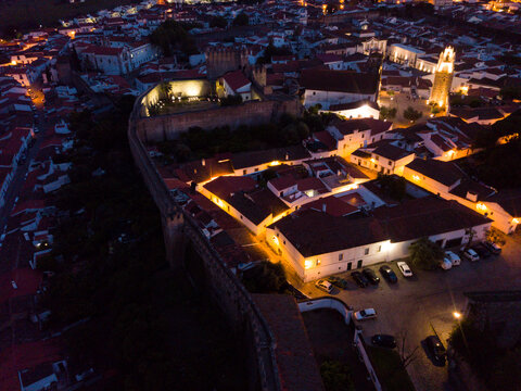 Night view of small old town Sepra in Portugal