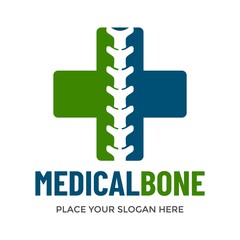 Medical bone vector logo template. This design use cross symbol. Suitable for doctor, hospital or medicine.