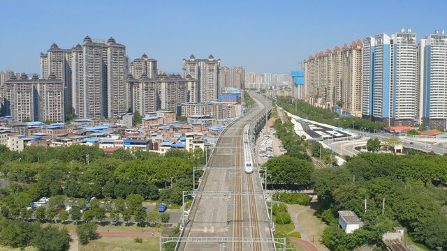 aerial view of railway and trian  