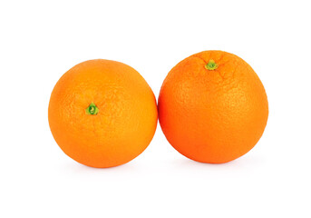Two orange fruit isolated on white background.