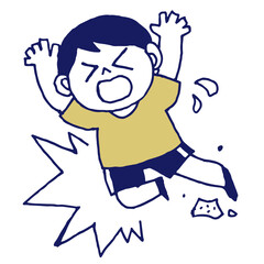 転んでけがをする子供